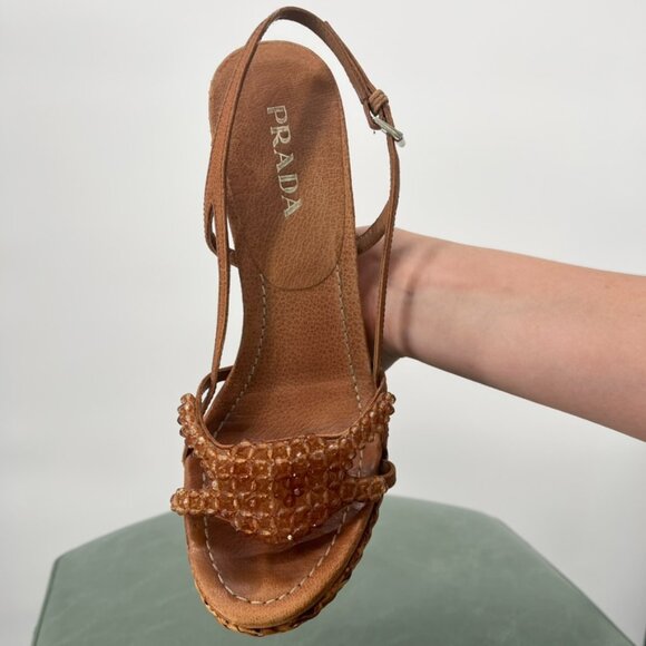 Prada Rafia Wedge Heel in Size 37 - Picture 6 of 6